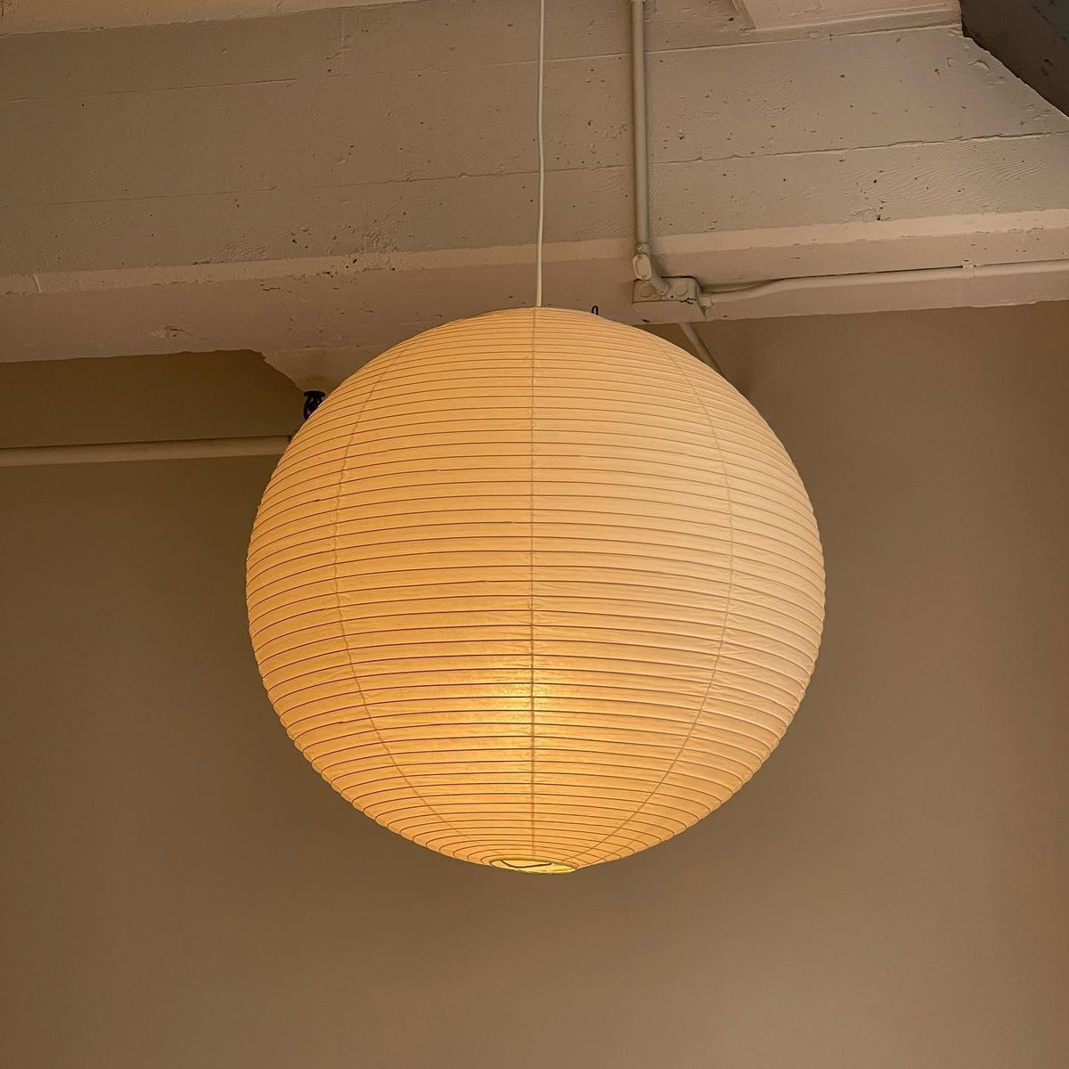 Contemporary Paper Ribbed Shade Pendant Light 1-Light
