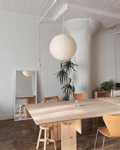 Contemporary Paper Ribbed Shade Pendant Light 1-Light