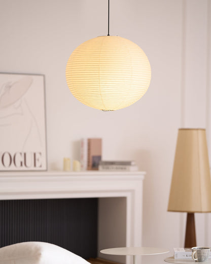Contemporary Paper Ribbed Shade Pendant Light 1-Light
