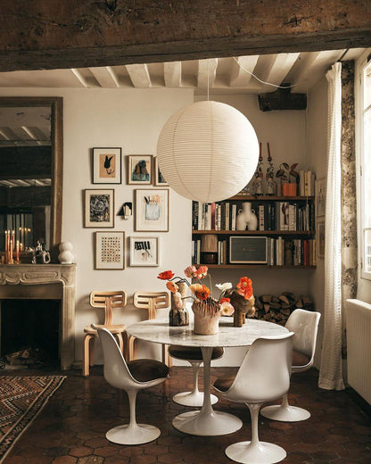 Contemporary Paper Ribbed Shade Pendant Light 1-Light