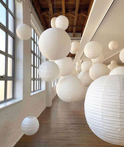 Contemporary Paper Ribbed Shade Pendant Light 1-Light
