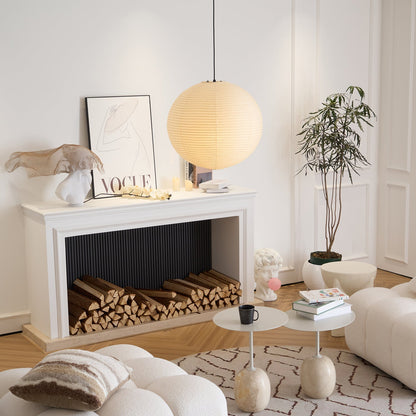 Contemporary Paper Ribbed Shade Pendant Light 1-Light