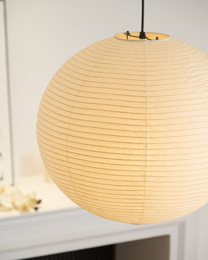 Contemporary Paper Ribbed Shade Pendant Light 1-Light