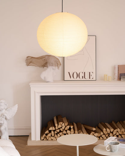 Contemporary Paper Ribbed Shade Pendant Light 1-Light