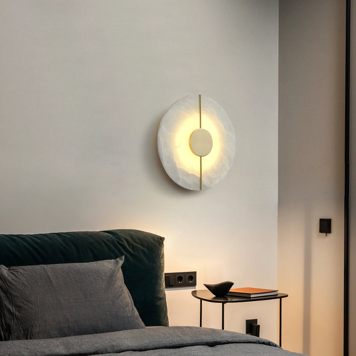 Modern Scandinavian Marble Round Wall Sconce LED 1-Light