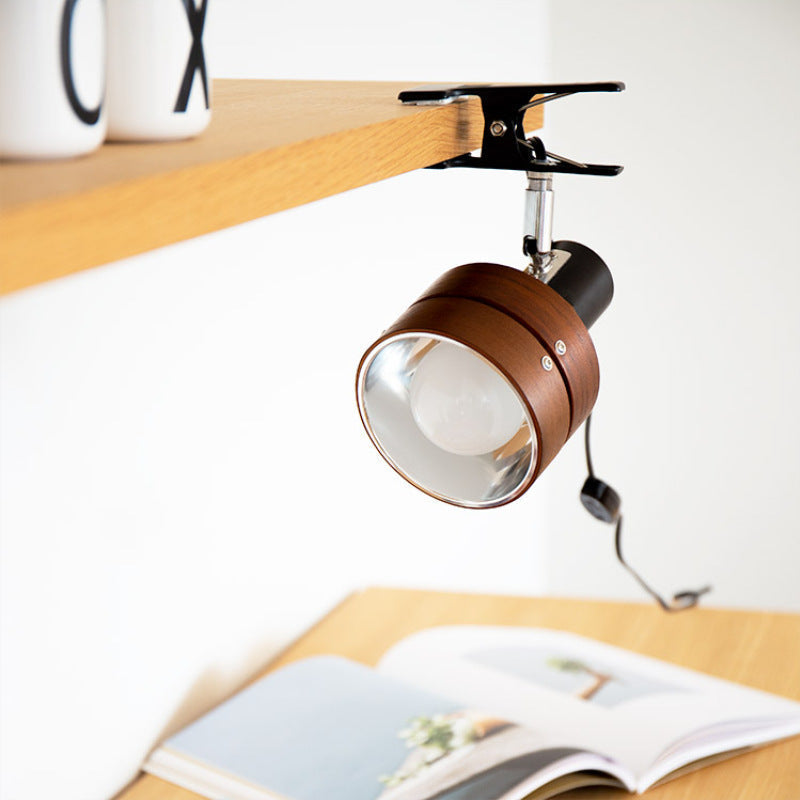 Japanese Solid Wood Round Clip Table Light | 1-Light