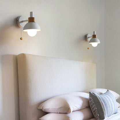 Nordic Wood & Metal Globe Wall Sconce LED 1-light