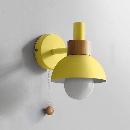 Nordic Wood & Metal Globe Wall Sconce LED 1-light