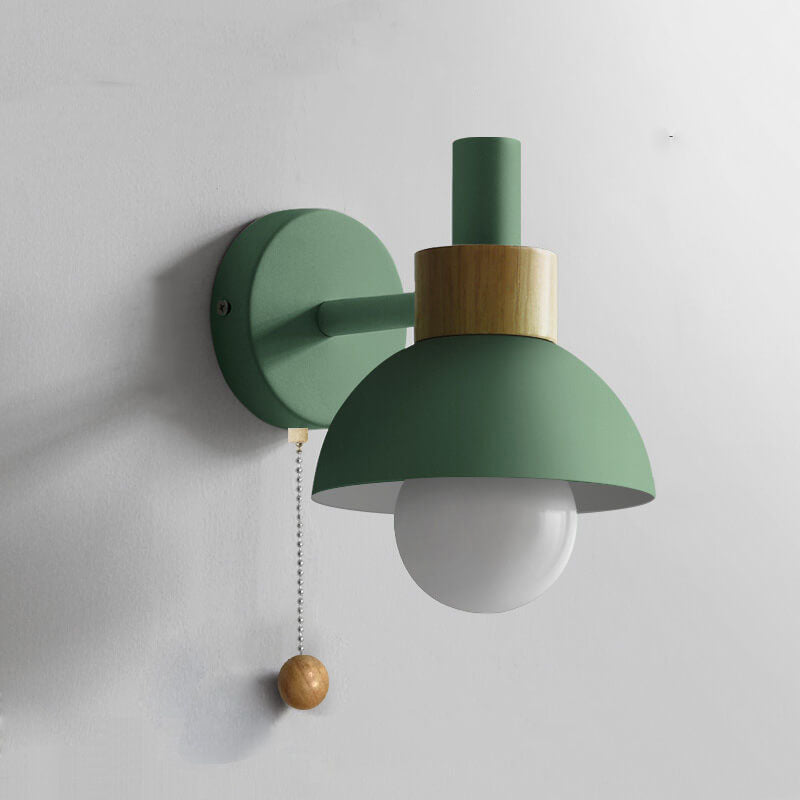 Nordic Wood & Metal Globe Wall Sconce LED 1-light