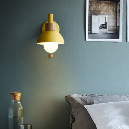 Nordic Wood & Metal Globe Wall Sconce LED 1-light