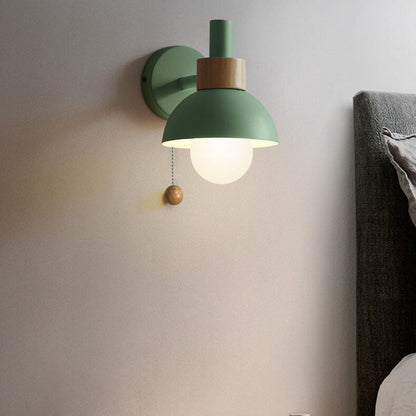 Nordic Wood & Metal Globe Wall Sconce LED 1-light