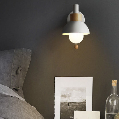 Nordic Wood & Metal Globe Wall Sconce LED 1-light