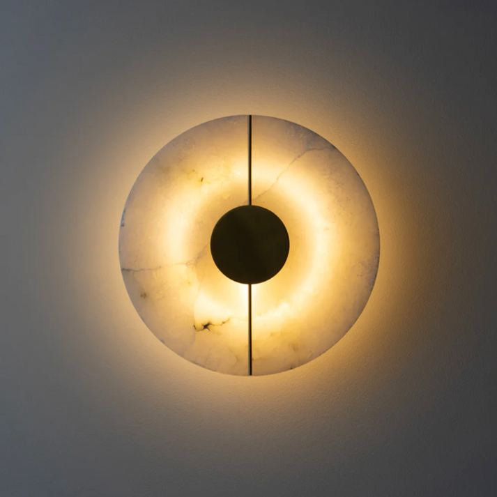 Modern Scandinavian Marble Round Wall Sconce LED 1-Light