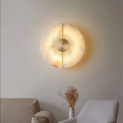 Modern Scandinavian Marble Round Wall Sconce LED 1-Light