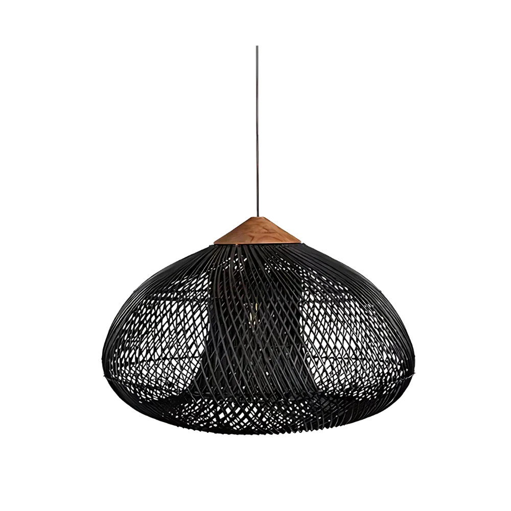 Contemporary Rattan Woven Dome Pendant Light 1-Light