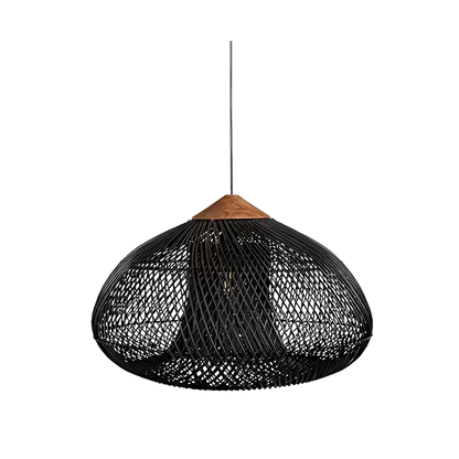 Contemporary Rattan Woven Dome Pendant Light 1-Light