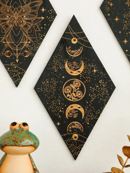 Bohemian Wood Moon Phase Decor Wall Hanging