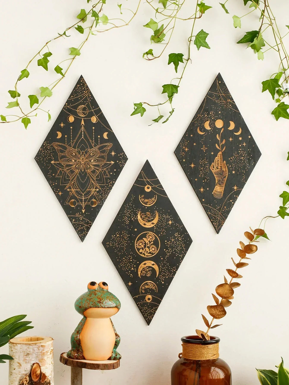 Bohemian Wood Moon Phase Decor Wall Hanging