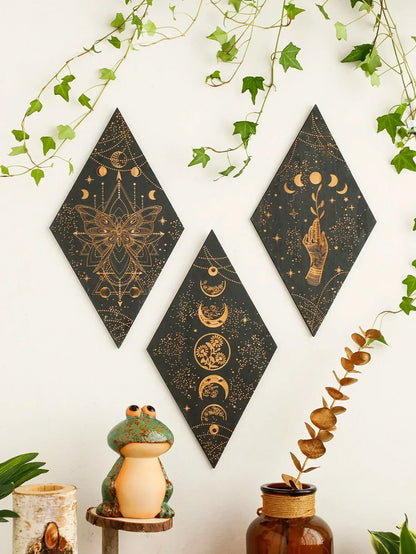 Bohemian Wood Moon Phase Decor Wall Hanging