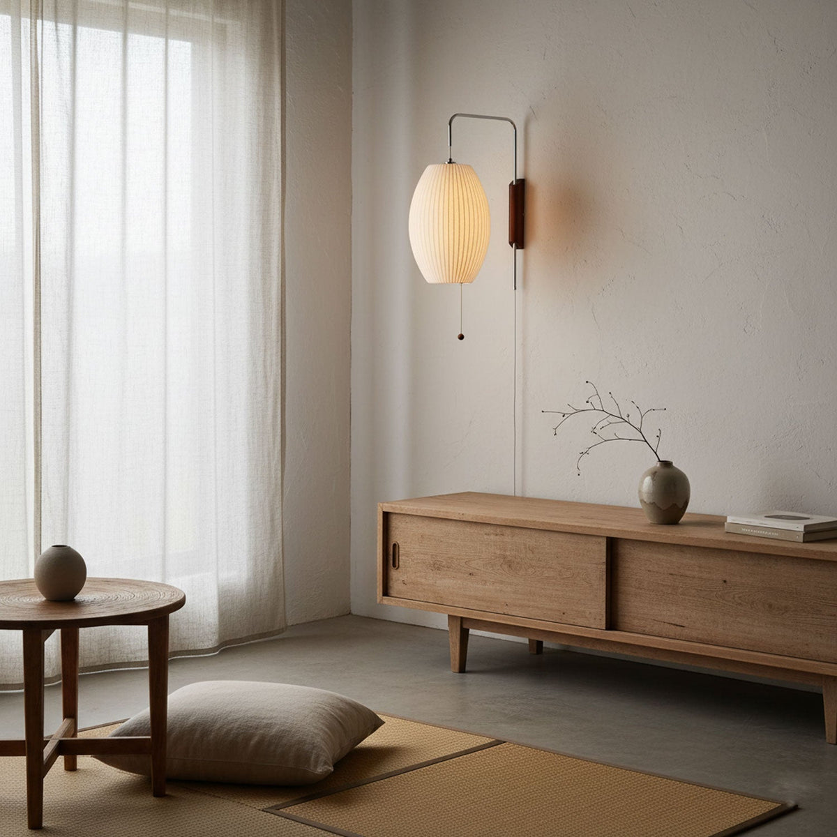Contemporary Polymer Pull Chain Wall Light 1-Light