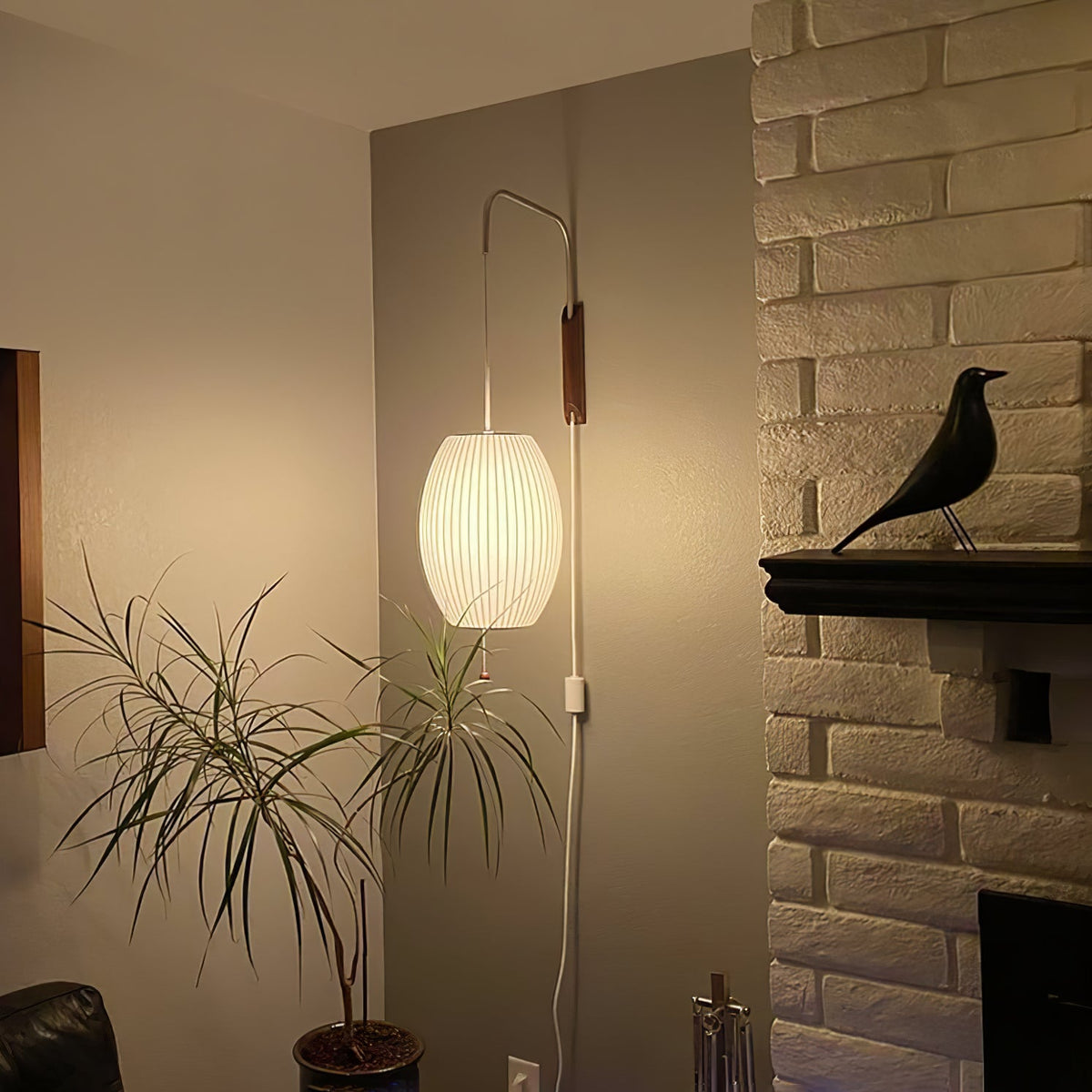 Contemporary Polymer Pull Chain Wall Light 1-Light