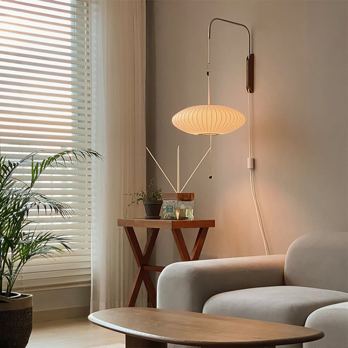 Contemporary Polymer Pull Chain Wall Light 1-Light