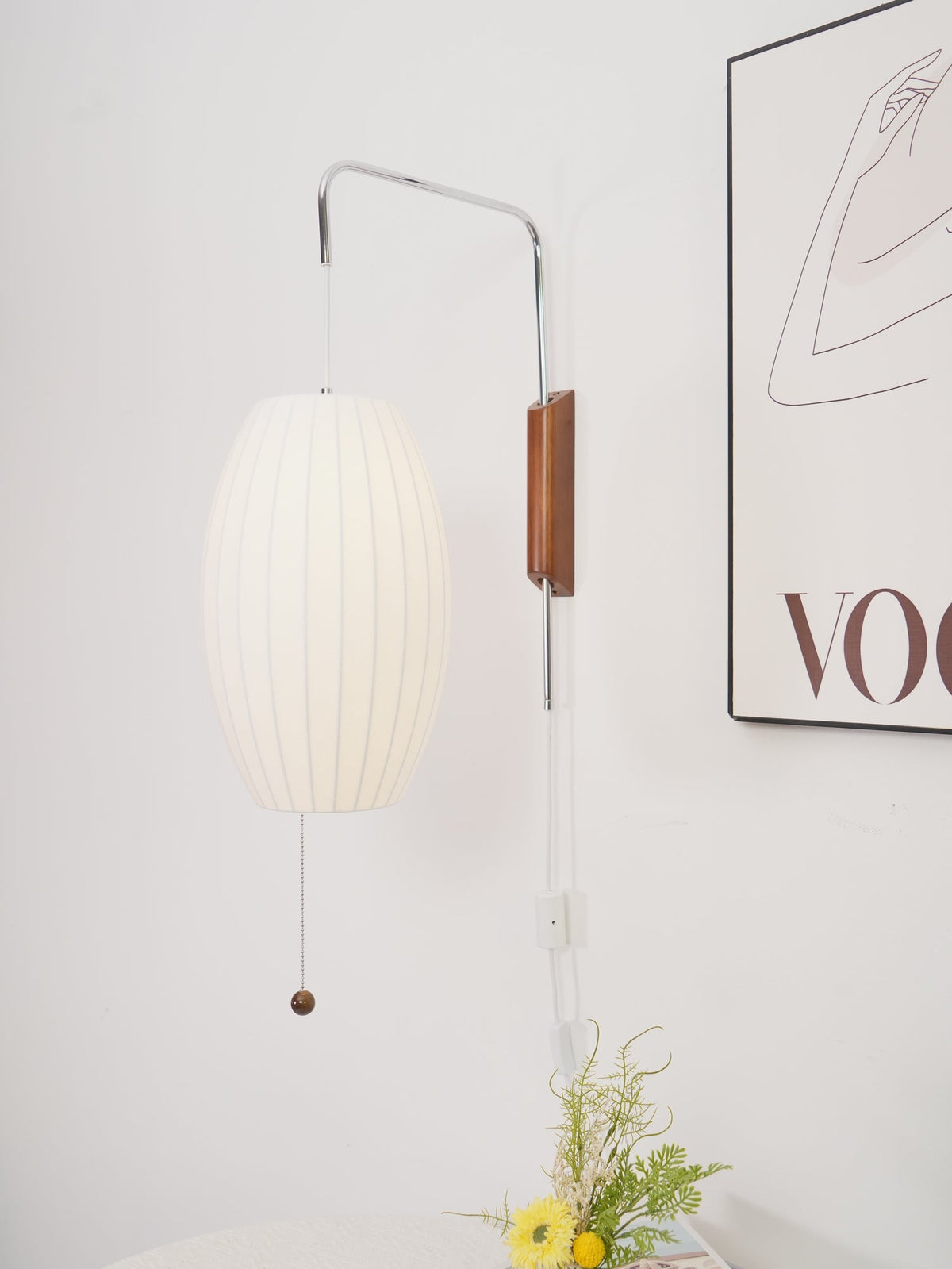 Contemporary Polymer Pull Chain Wall Light 1-Light