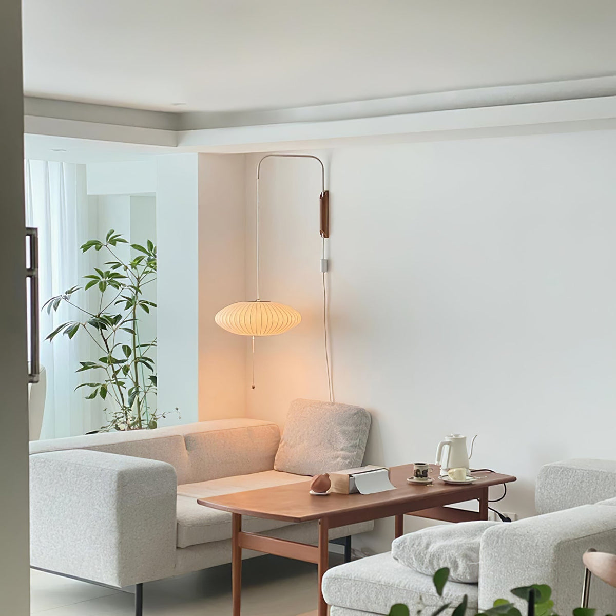 Contemporary Polymer Pull Chain Wall Light 1-Light