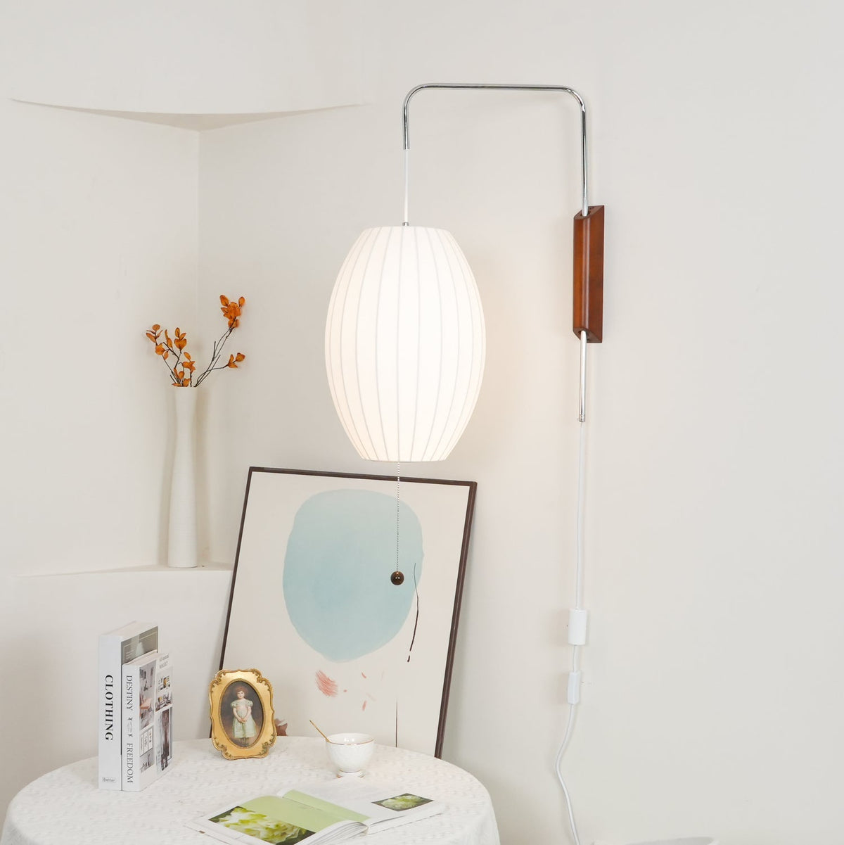 Contemporary Polymer Pull Chain Wall Light 1-Light