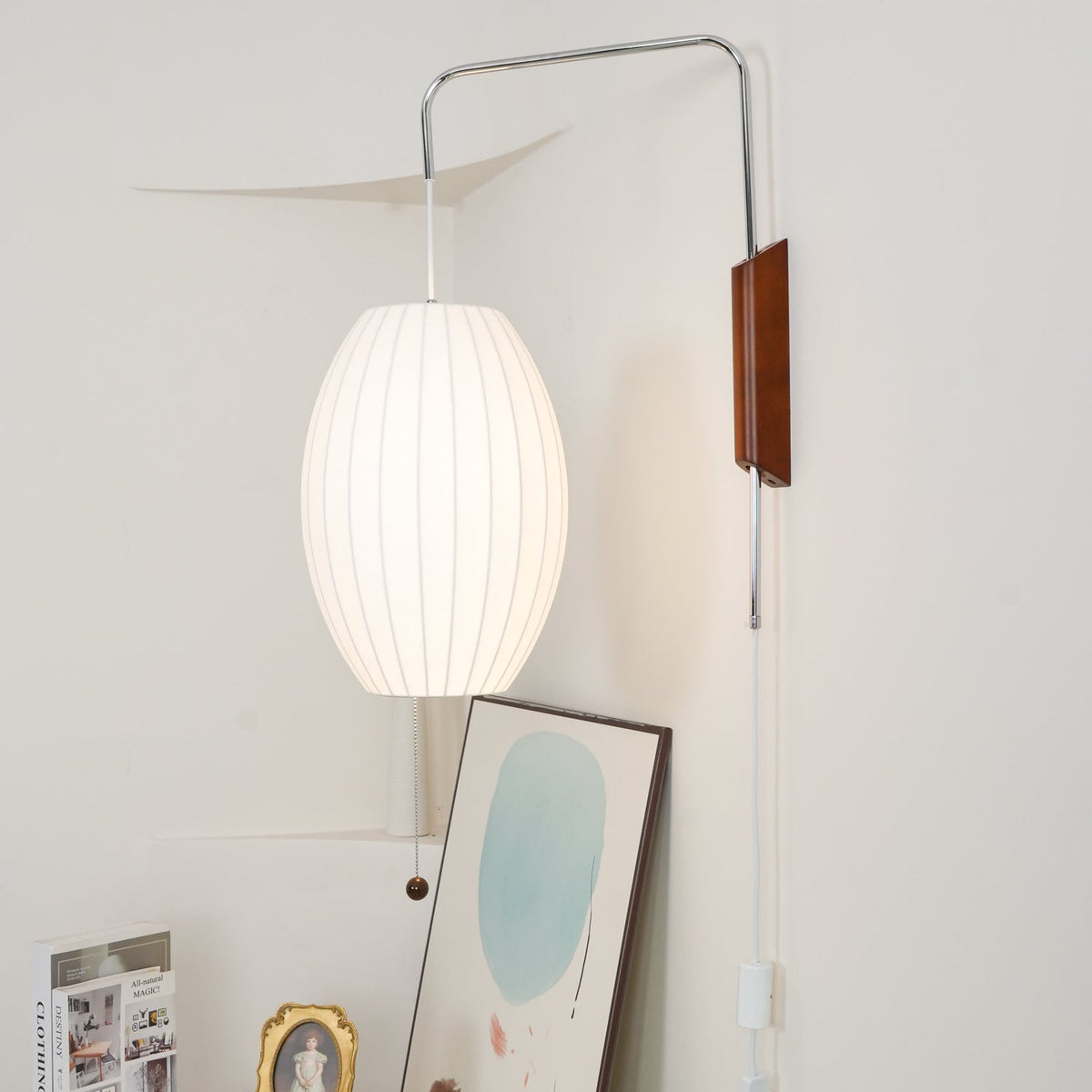Contemporary Polymer Pull Chain Wall Light 1-Light