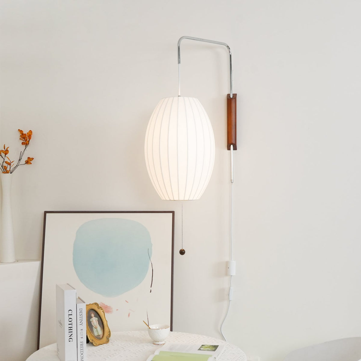 Contemporary Polymer Pull Chain Wall Light 1-Light
