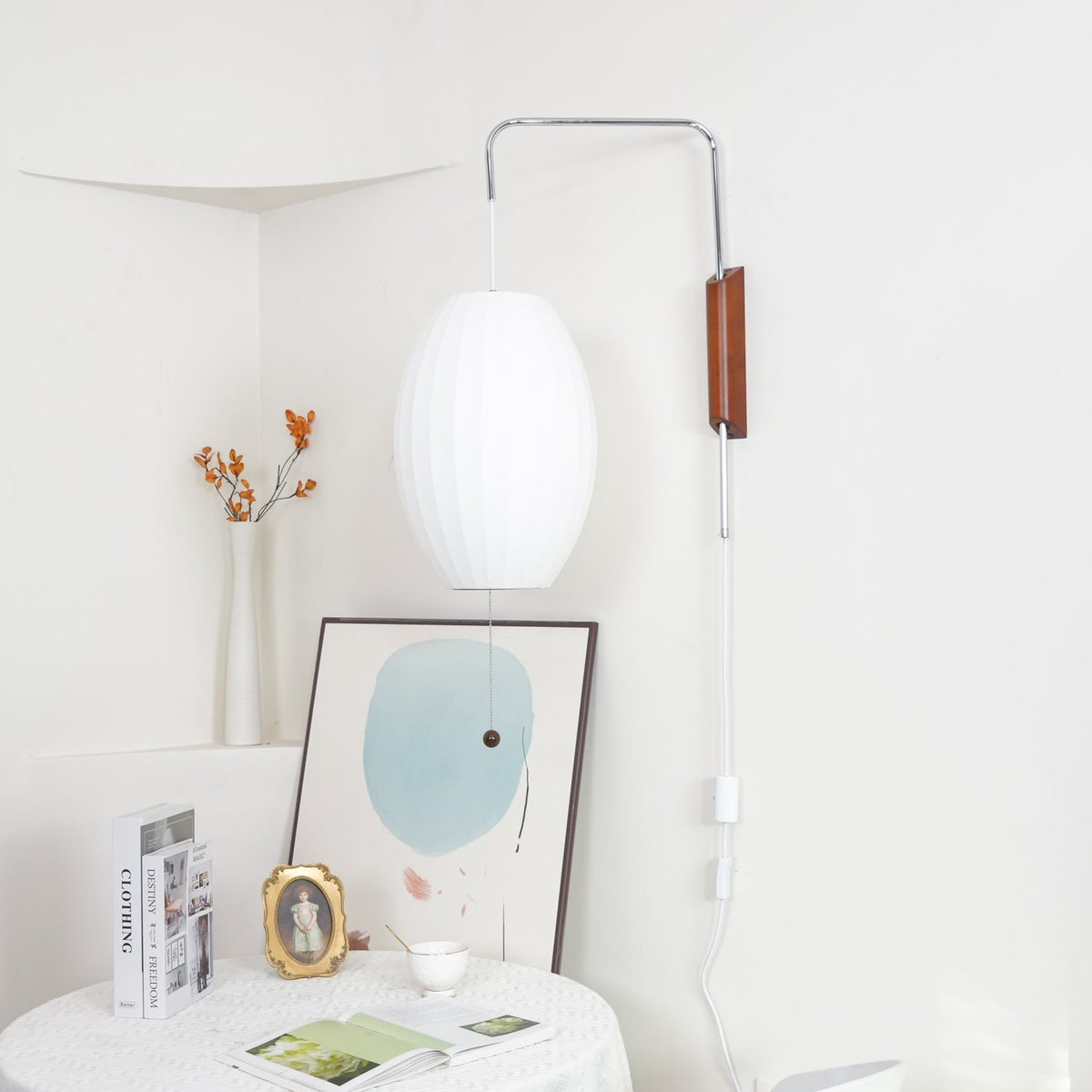 Contemporary Polymer Pull Chain Wall Light 1-Light