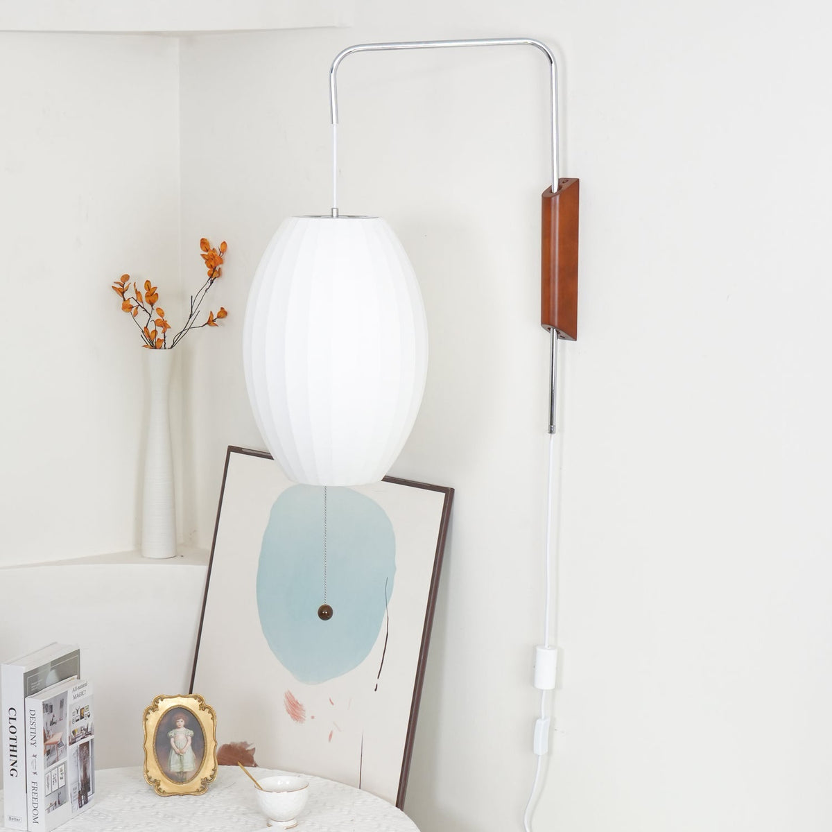 Contemporary Polymer Pull Chain Wall Light 1-Light