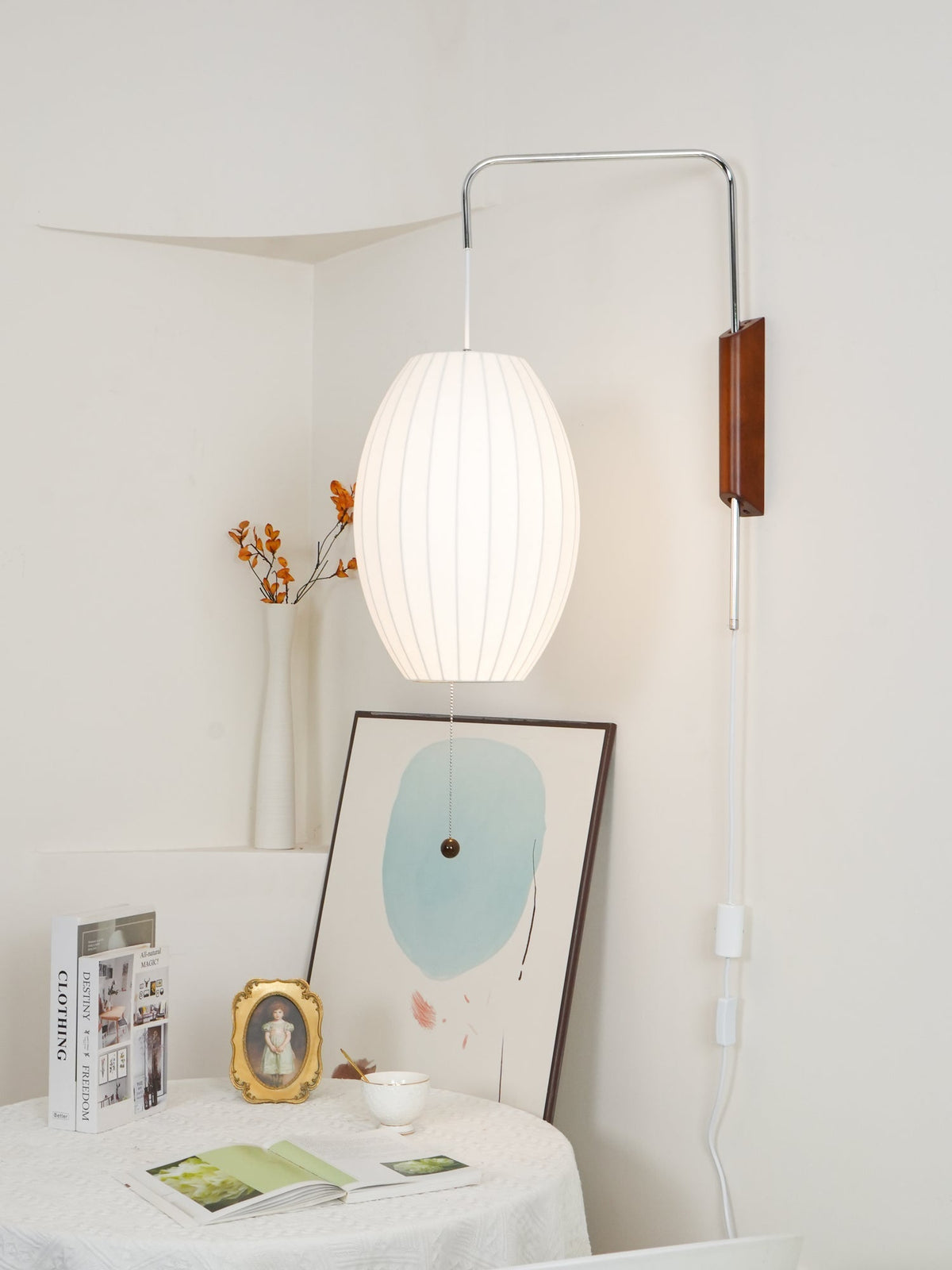 Contemporary Polymer Pull Chain Wall Light 1-Light