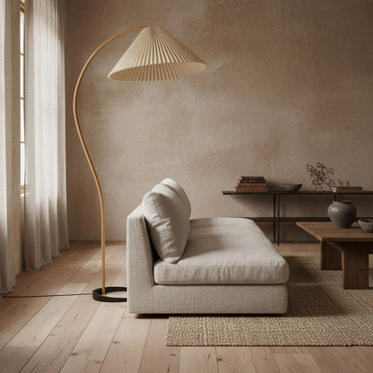 Contemporary Fabric Pleated Shade Floor Lamp 1-Light