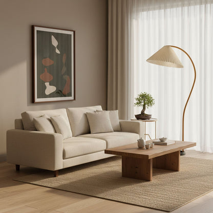 Contemporary Fabric Pleated Shade Floor Lamp 1-Light