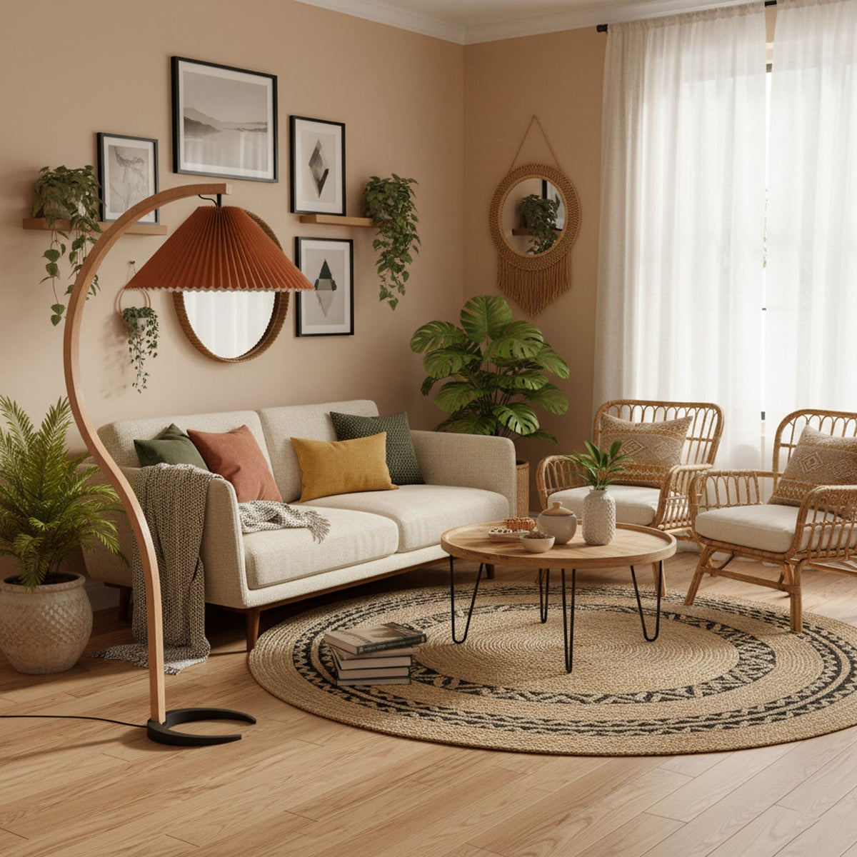 Contemporary Fabric Pleated Shade Floor Lamp 1-Light