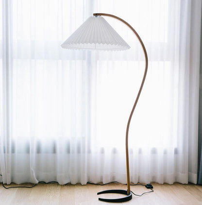 Contemporary Fabric Pleated Shade Floor Lamp 1-Light