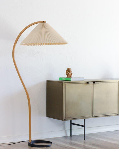 Contemporary Fabric Pleated Shade Floor Lamp 1-Light