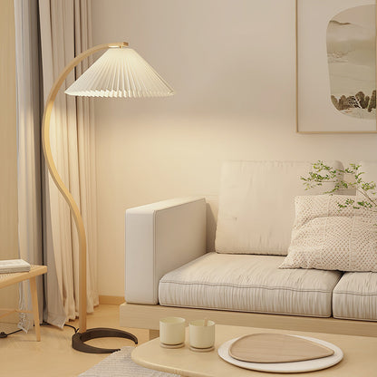 Contemporary Fabric Pleated Shade Floor Lamp 1-Light