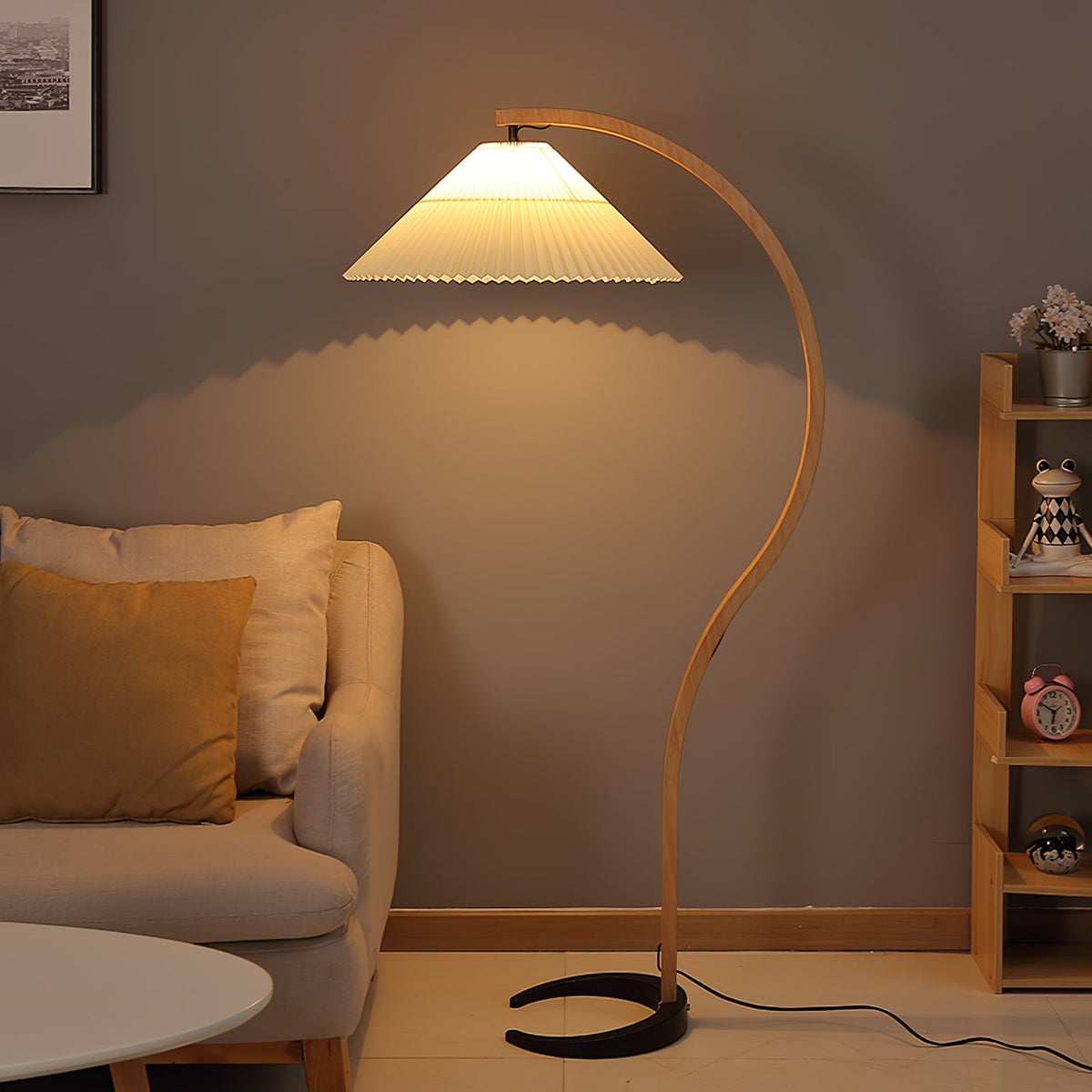 Contemporary Fabric Pleated Shade Floor Lamp 1-Light