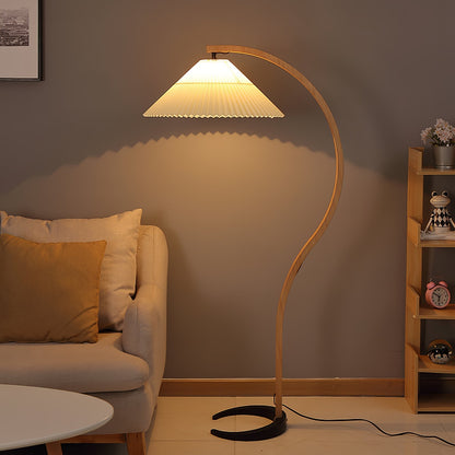 Contemporary Fabric Pleated Shade Floor Lamp 1-Light