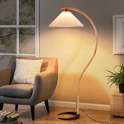 Contemporary Fabric Pleated Shade Floor Lamp 1-Light