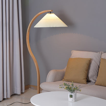 Contemporary Fabric Pleated Shade Floor Lamp 1-Light
