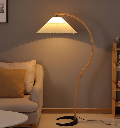 Contemporary Fabric Pleated Shade Floor Lamp 1-Light