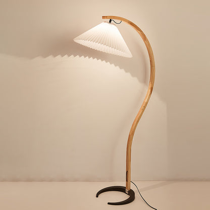 Contemporary Fabric Pleated Shade Floor Lamp 1-Light