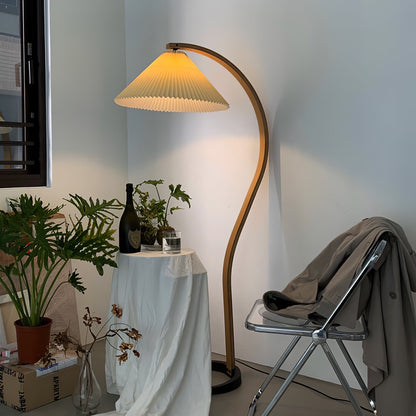 Contemporary Fabric Pleated Shade Floor Lamp 1-Light