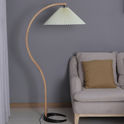 Contemporary Fabric Pleated Shade Floor Lamp 1-Light