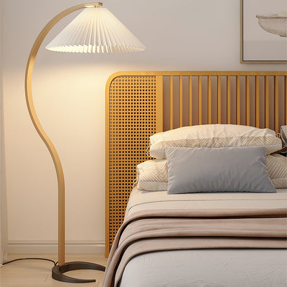 Contemporary Fabric Pleated Shade Floor Lamp 1-Light