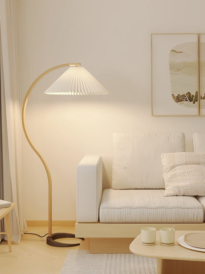 Contemporary Fabric Pleated Shade Floor Lamp 1-Light